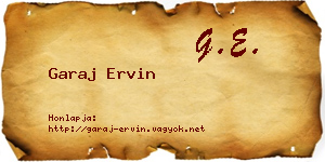 Garaj Ervin névjegykártya
